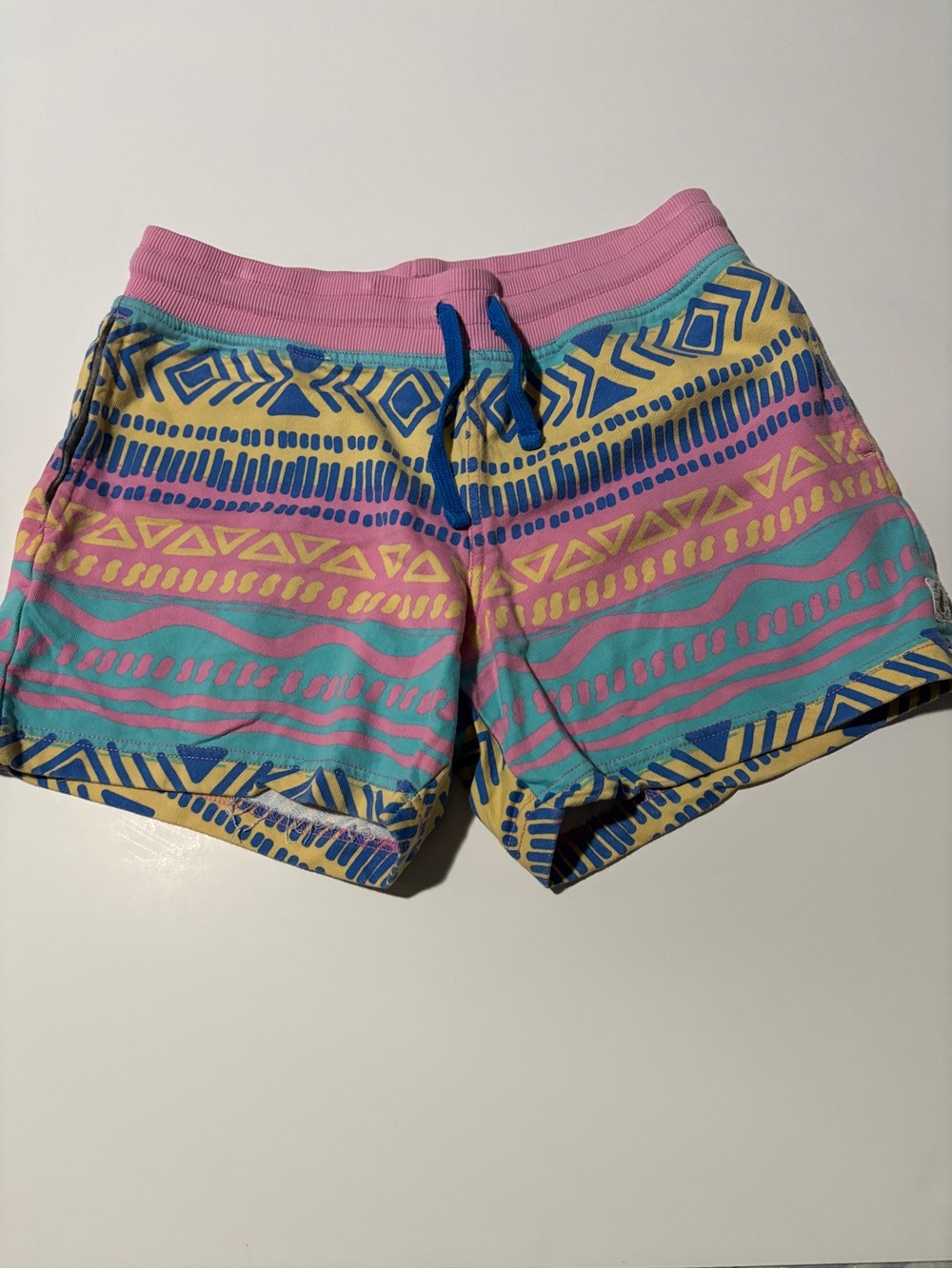 Chubbies Lounge Pink Teal Geometric Cotton Sweat Shorts 5.5 Inch Inseam - Small